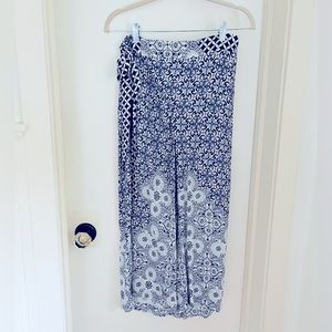 Anthropologie patterned wrap style culottes